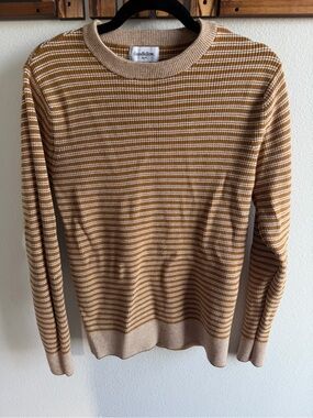 Goodfellow & Co Men’s Striped Brown and White Crewneck Sweater